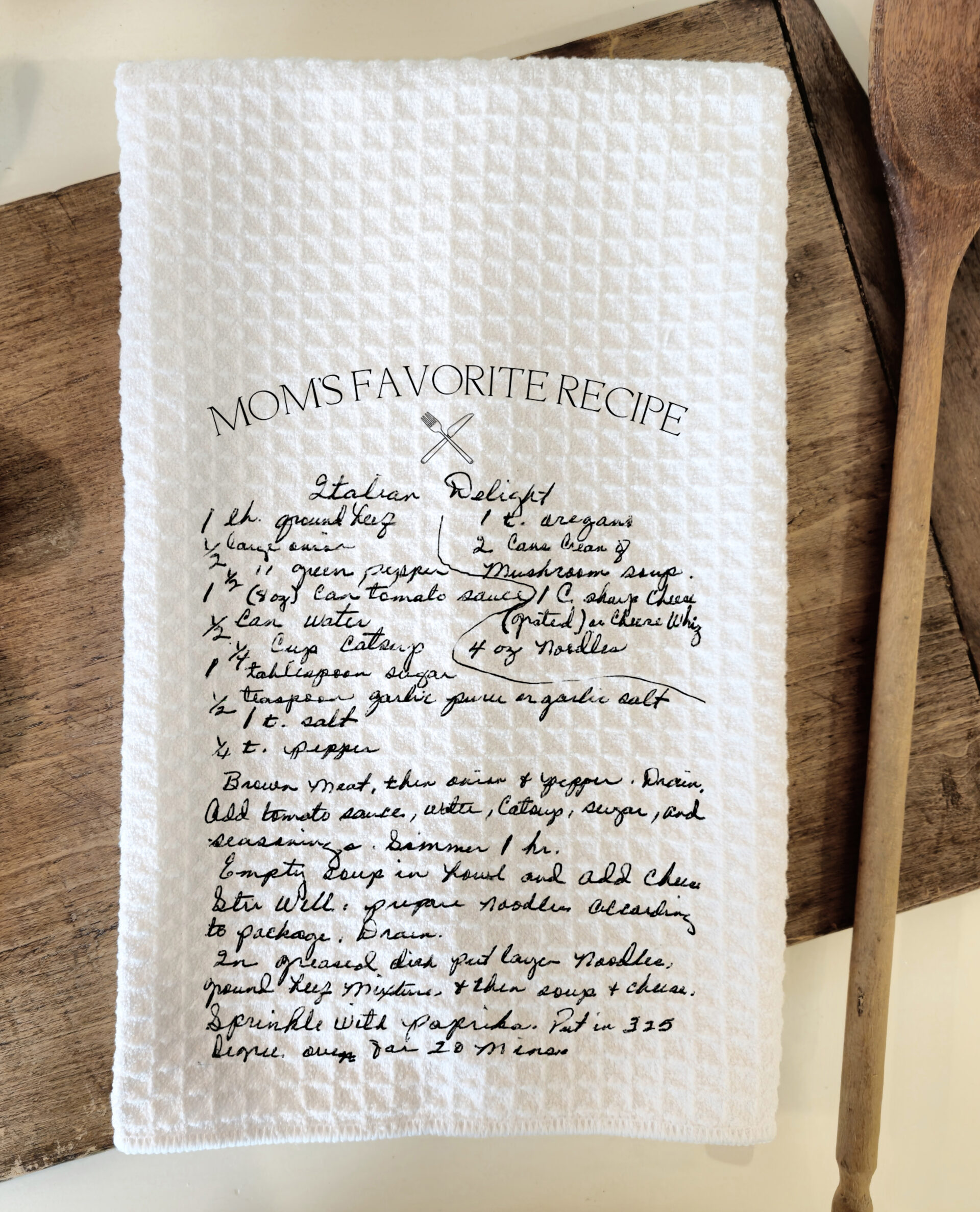 handwritten recipe towel 2