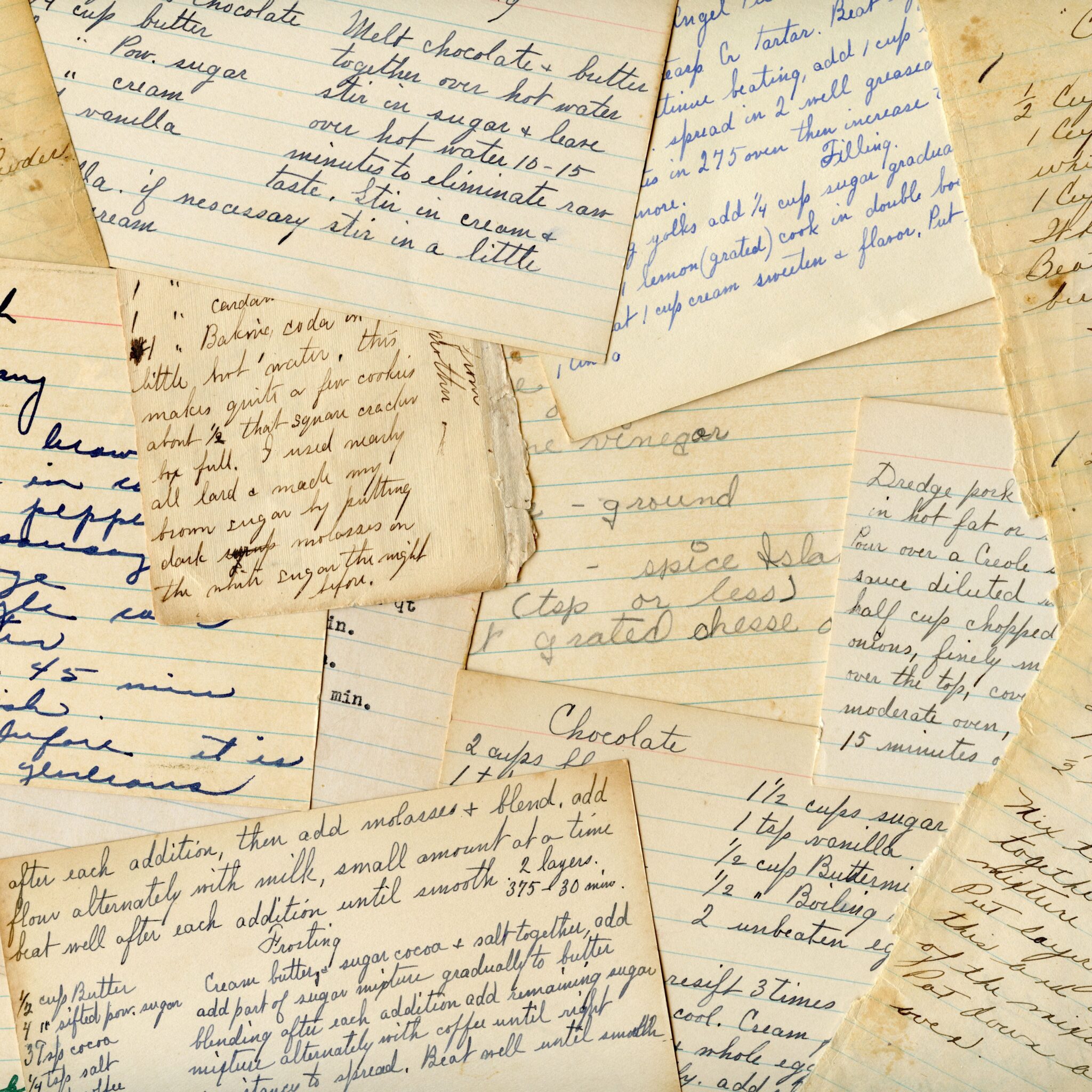 Image of a pile of handwritten recipe cards