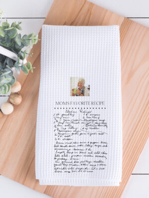 handwritten towel with photo