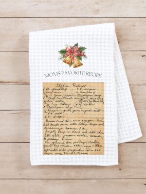 Christmas Bells Handwritten Recipe Towel