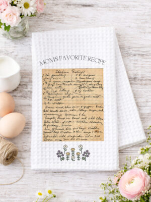 Handwritten Recipe Towel With Florals